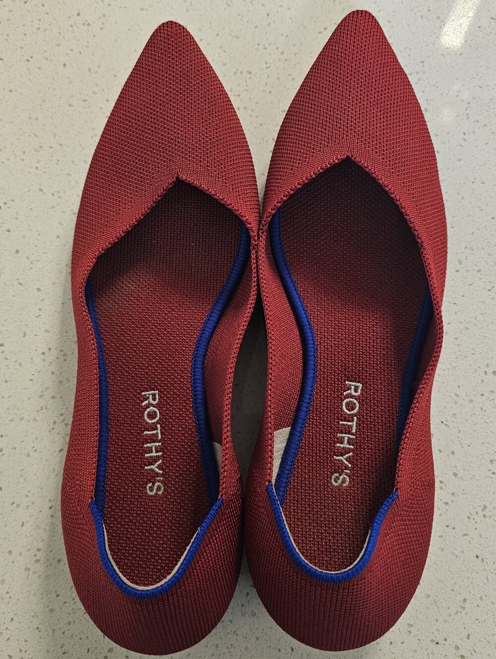 Rothy’s Womens The Point Flame Red Pointed Toe Shoes Size 10